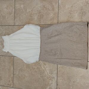 Forever 21 | Cream + Tan Halter Pencil Dress | Juniors S